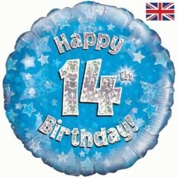 14th Birthday Blue 18" Foil Balloon-0