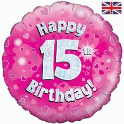 15th Birthday 18" Pink Foil Balloon-0