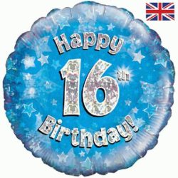 16th Birthday 18" Blue Foil Balloon -0