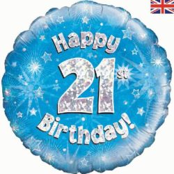 21st Birthday Blue Foil Balloon-0