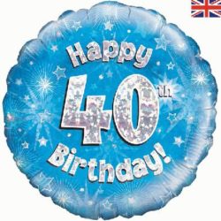 40th Birthday Blue Foil Balloon-0