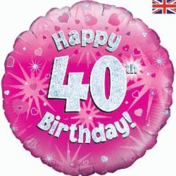 40th Birthday Pink Foil Balloon-0