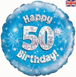 50th Birthday Blue Foil Balloon-0