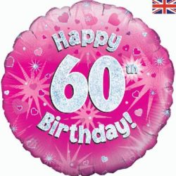 60th Birthday Pink Foil Balloon-0