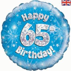 65th Birthday Blue Foil Balloon-0