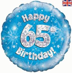 65th Birthday Blue Foil Balloon-0