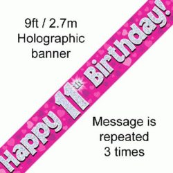11th Birthday Foil Pink Banner-0