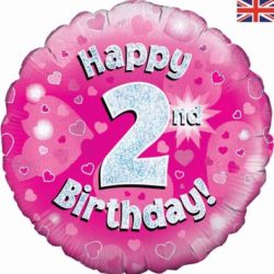 2nd Birthday Pink foil Balloon-0