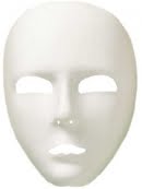 Plain White Plastic Face Mask,-0