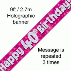 40th Birthday Pink Foil Banner-0