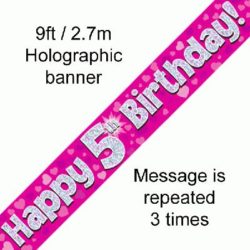 5th Birthday Pink Foil Banner-0