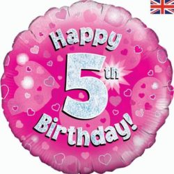 5th Birthday Pink 18" Foil Balloon -0