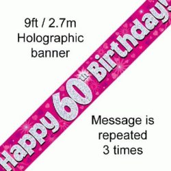 60th Birthday Pink Foil Banner-0