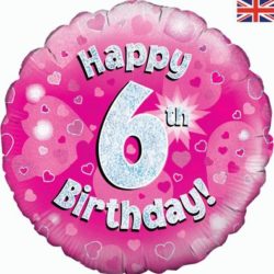 6th Birthday Pink Foil Balloon-0