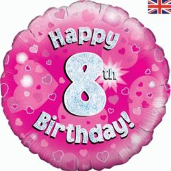 8th Birthday Pink Foil Balloon-0