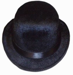 Black Velour Bowler Hat-0