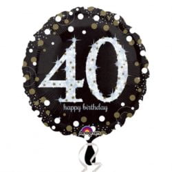 Black & Gold 40th Birthday Standard Foil Balloon-0