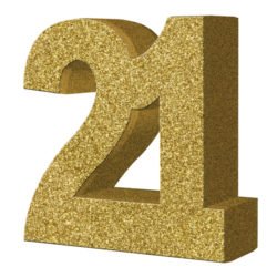 GOLD GLITTER NUMBER TABLE DECORATION - AGE 21-0