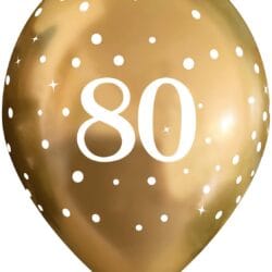 80th 11inch Latex Balloons Sparkling Fizz Gold